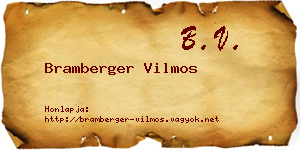 Bramberger Vilmos névjegykártya